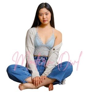 Blue Gray T-Back Lacey Bralette